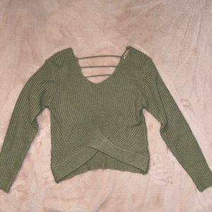 POOF APPAREL • MEDIUM • GREEN CRISS CROSS SWEATER • WORN ONCE